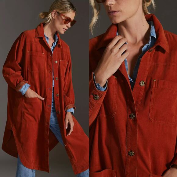 Anthropologie Dresses & Skirts - Anthropologie Pilcro Corduroy Button Front Long Sleeve Duster Jacket S
